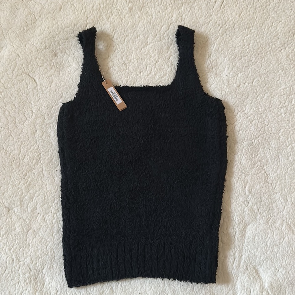 NWT | Skims | Cozy Knit Bouclé Tank In Onyx (Black) Size S/M - Picture 2 of 7